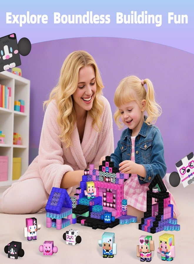 GobiDex 108PCS Magnetic Building Blocks & Figures Playset - STEM Princess Sensory Toys to Build a MagWonder World, Pretend Play Birthday Gift for Girls Ages 3+ (0.8 in) - Image 3